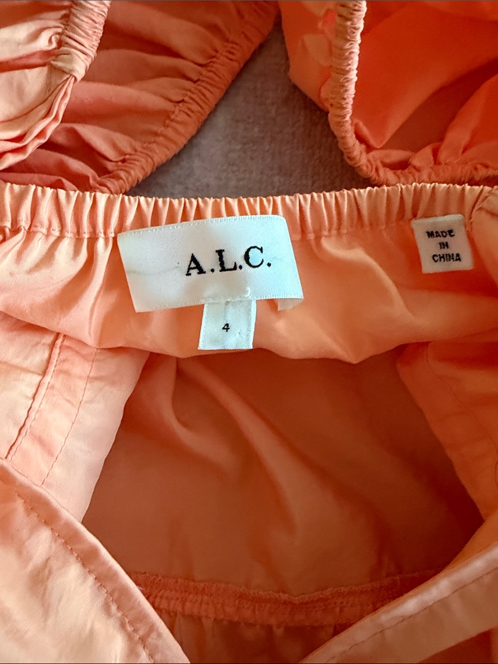 A.L.C. Coral Peach Gathered Waist Dress - Picture 2 of 7